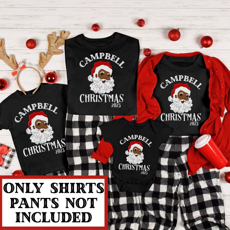 Black Santa Claus Pjs, Black Santa Pajamas, Black Santa Family Pjs