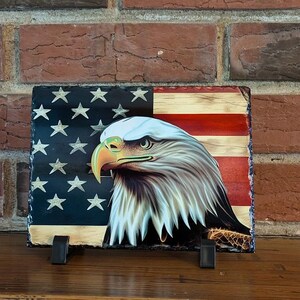 Patriotic Bald Eagle with American Flag