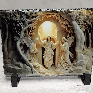 Jesus Rising Tomb Auferstehungstafel Christlicher Feiertag, Osterdekor mit Engeln