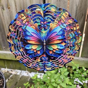 Colorful Butterfly Wind Spinner | 8&quot; Garden Decor | Metal Yard Art | Outdoor Spinner | Butterfly Gift for Gardeners | Spring Summer Decor