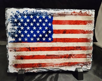 Vintage United States of America Flag on Slate