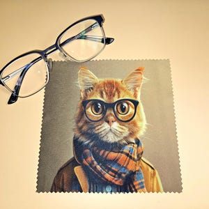 Orange Tabby Cat Glasses Microfiber Cloth – Lens Wipe (5.5" x 5.5")