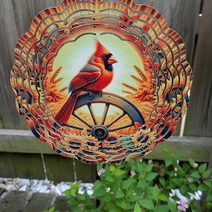 Cardinal Bird Windspinner – 8&quot; Red Metal Garden Spinner for Outdoor Decor
