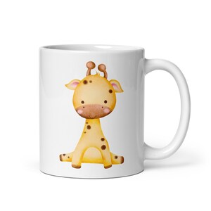giraffe gift, giraffe mug, cute animal mugs, watercolor giraffe