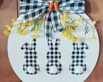 Wood Easter sign, Easter front door, Easter wood sign, bunny sign, Easter bunny decor