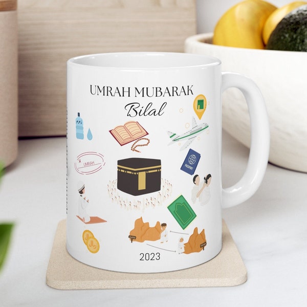 Personalised Mens Umrah Mug, Umrah Mubarak, Umrah Coffee Mug, Muslims Gifts, Gifts For Muslims, Islamic Coffee Mug, Personalized Umrah Mug,