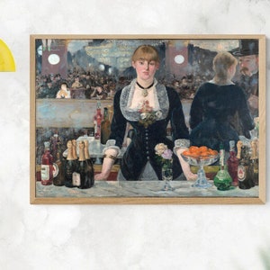 Bar at the Folies-Bergère Manet  Printable Poster Retro Home Decor Vintage Painting to frame 5 SIZES Instant Download Housewarming Wall Art