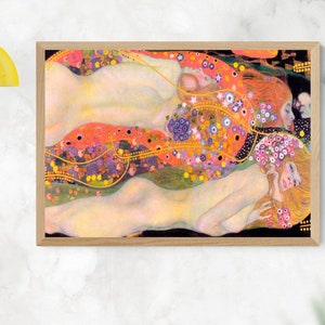 Water Serpents II Gustav Klimt Art Nouveau Printable Poster Home Decor Sensual Painting to frame 5 SIZES Download Housewarming Wall Art