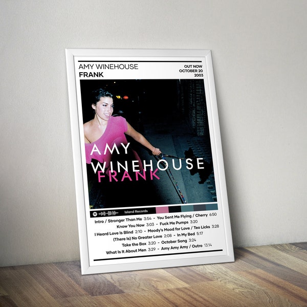 Amy Winehouse Poster | Frank Poster | 4 Colors | Album Cover Poster | Tracklist Poster | Large Music Poster | Music Poster Gift