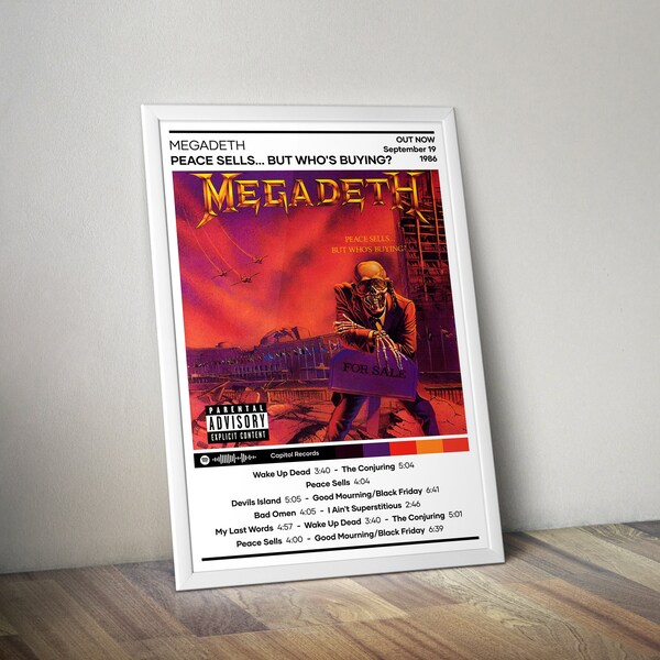 Megadeth Poster | Peace Sells... But Who's Buying? Poster | 4 Color | Metal Music Poster | Album Cover Poster | Tracklist Poster |Music Gift