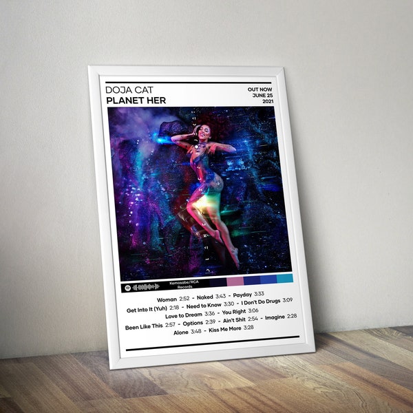 Doja Cat Poster | Planet Her Poster | 4 Colors | Album Cover Poster | Tracklist Poster | Large Music Poster | Music Poster Gift