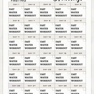 Intermittent Fasting 30 Day Challenge Easy Printable Download to