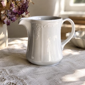 Vintage Lilien Porzellan Milk Jug – Austrian Porcelain Creamer – White Cream Pitcher