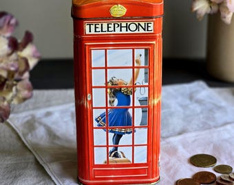 ロンドン電話ボックス貯金箱（紅茶入り缶入り） - 英語 - Etsy 日本