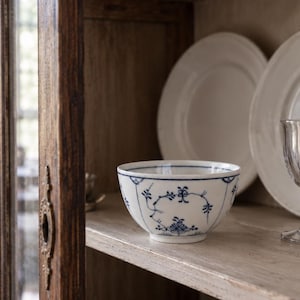 Antique Rauenstein Porcelain Bowl, 18th Century German Blue White Bowl, Hand Painted Indisch Blau