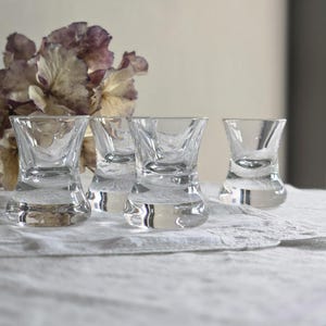 Set of 4 Antique Hand-Blown Shot Glasses with Heavy Base – Elegant Barware, Early 20th Century