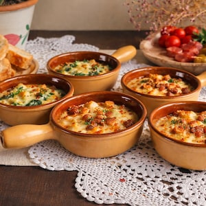 Vintage Gratin Dishes Set of 5, French Mini Baking Dishes, Ceramic Tapas Bowls, Oven to Table, La Bourguignonne France