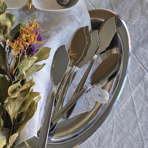 Juego de 6 cuchillos de pescado vintage Inoxriv Italia: elegante cubertería de acero inoxidable de mediados de siglo, decoración de mesa italiana.