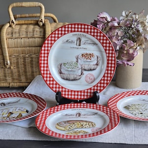 Vintage Emile & Fils Cheese Plates – Set of 4 – Maître Fromager, 19 cm