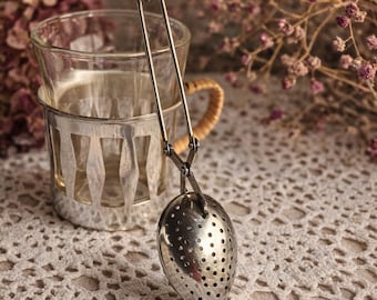 Vintage Teesieb Löffel 15 cm - Vintage Teesieb aus Metall mit Scharnier, französischer Stil