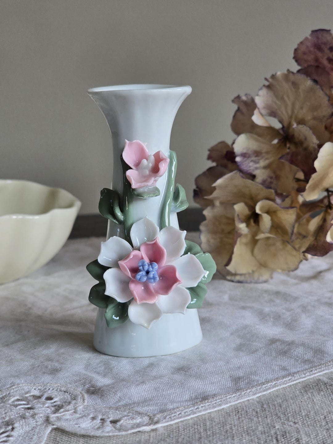 Vintage Porcelain Bud Vase – Hand Painted Floral Mini Vase, Small ...