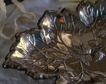 ヴィンテージ真鍮リーフディッシュ：MCMの小物入れ/キャンディボウル