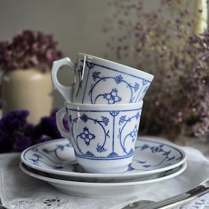 Vintage German Blue Onion Tea Coffee Set – Jäger Eisenberg & KAHLA | 2 Cups 2 Saucers | Original Blau Saks