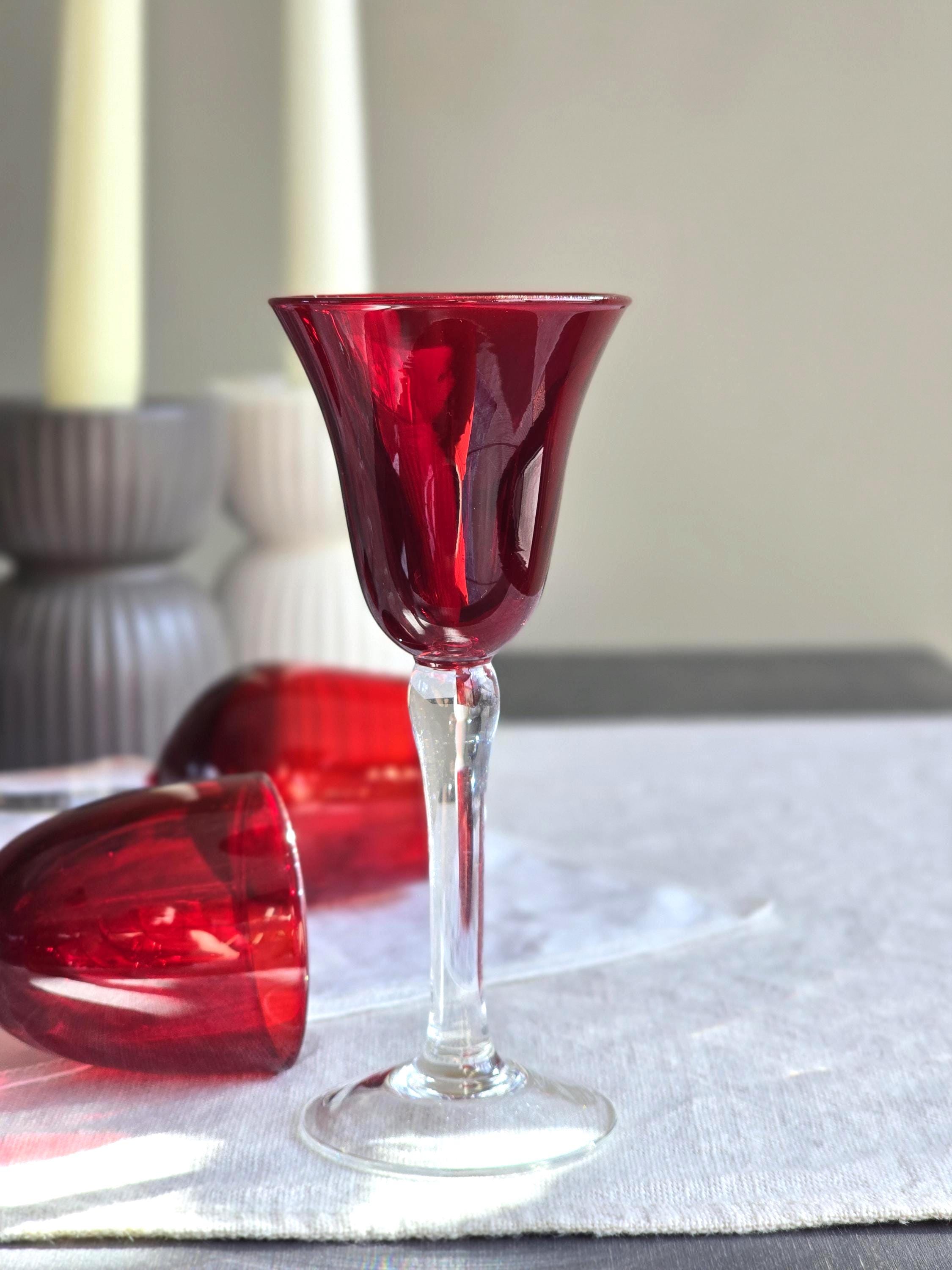 ルビーレッドコーディアルグラス4個セット、ヴィンテージレッド