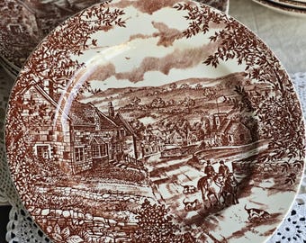 Vintage Broadhurst Village Dinner Plates – Set of 6 – English