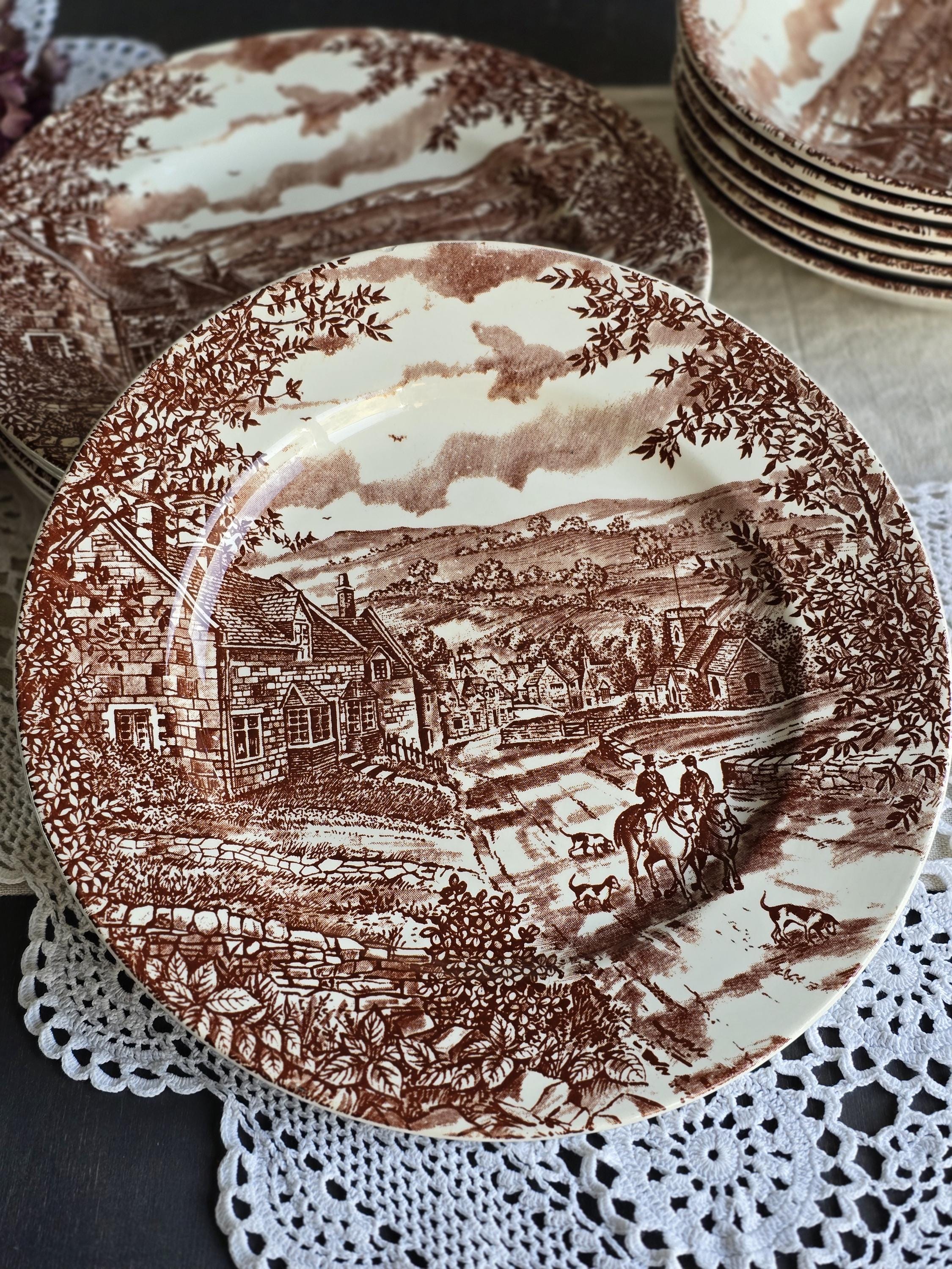 Vintage Broadhurst Village Dinner Plates – Set of 6 – English