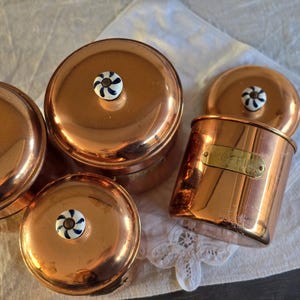 Vintage Kupfer Vorratsdosen Set - Dutch Kitchen Vorratsdosen - Retro Keramik Knopfbehälter - Kaffee Tee Zuckerdosen