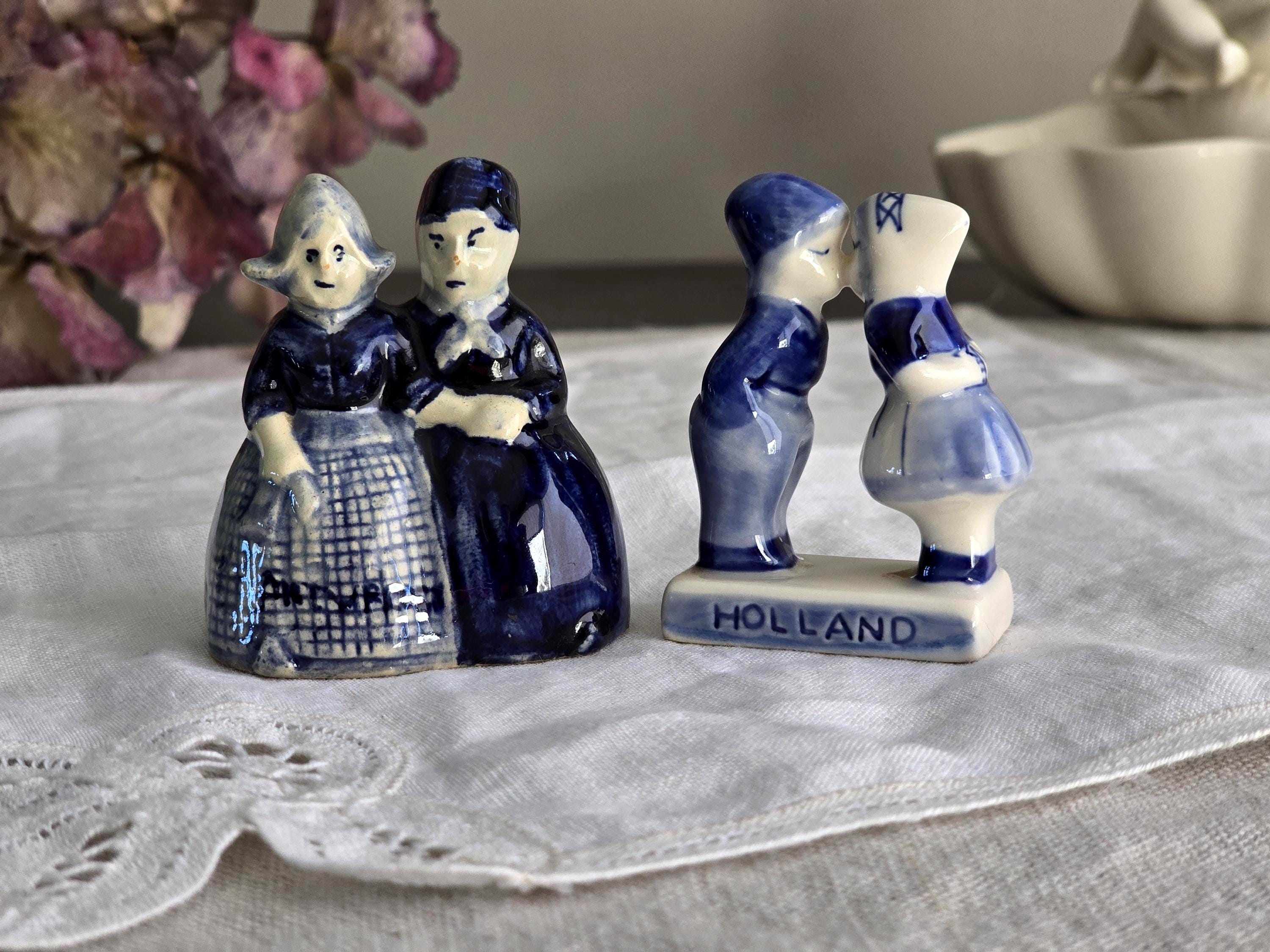 Vintage Delft Blue Dutch Couple Figurines – Hand-painted Holland