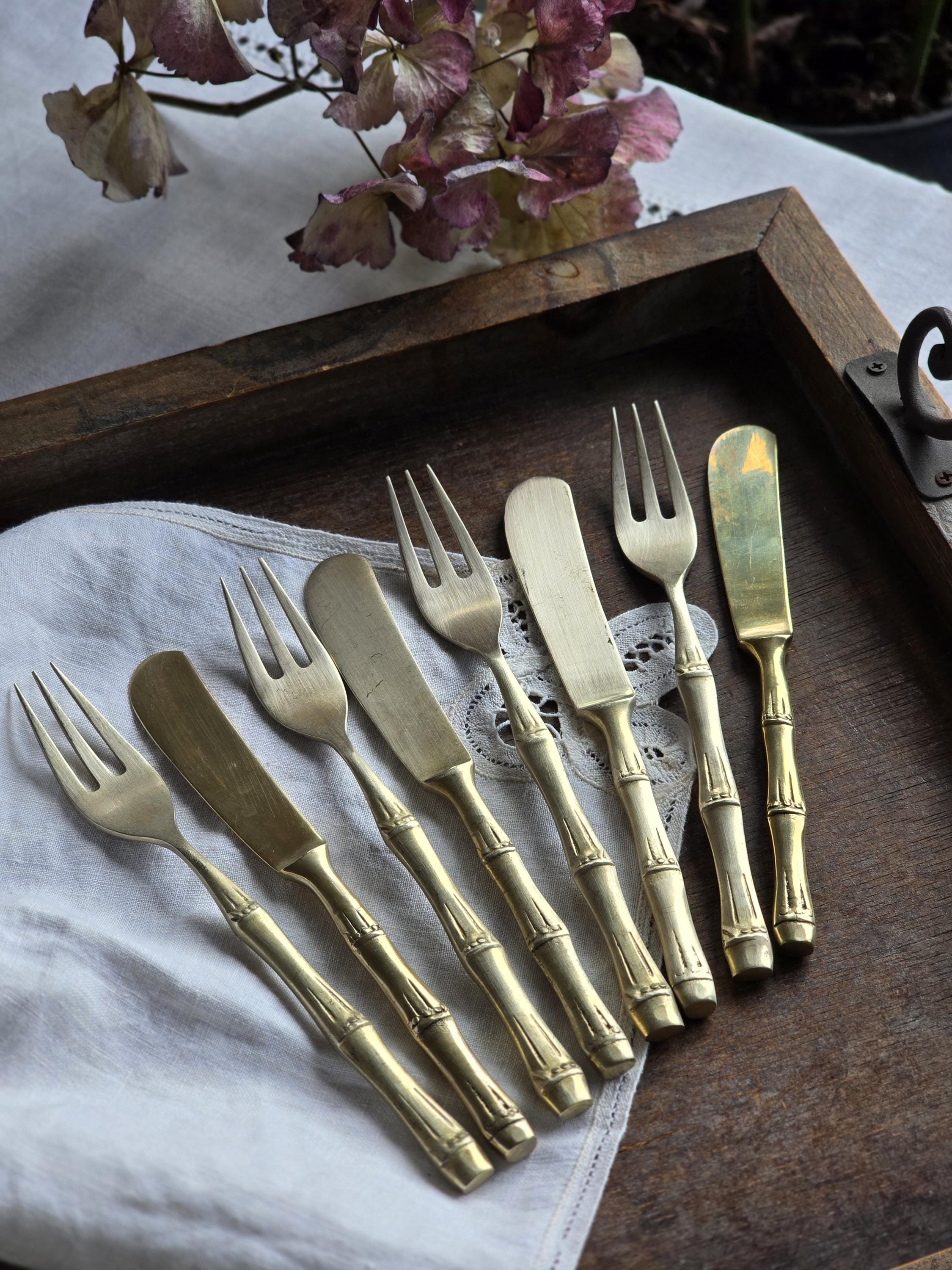 Bamboo Cutlery Set Brass - Etsy