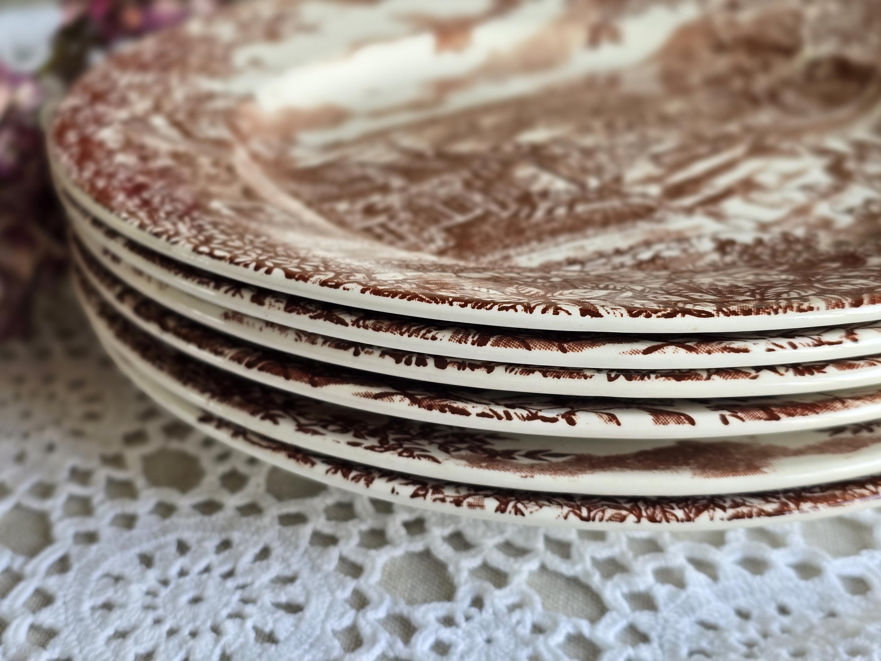 Vintage Broadhurst Village Dinner Plates – Set of 6 – English