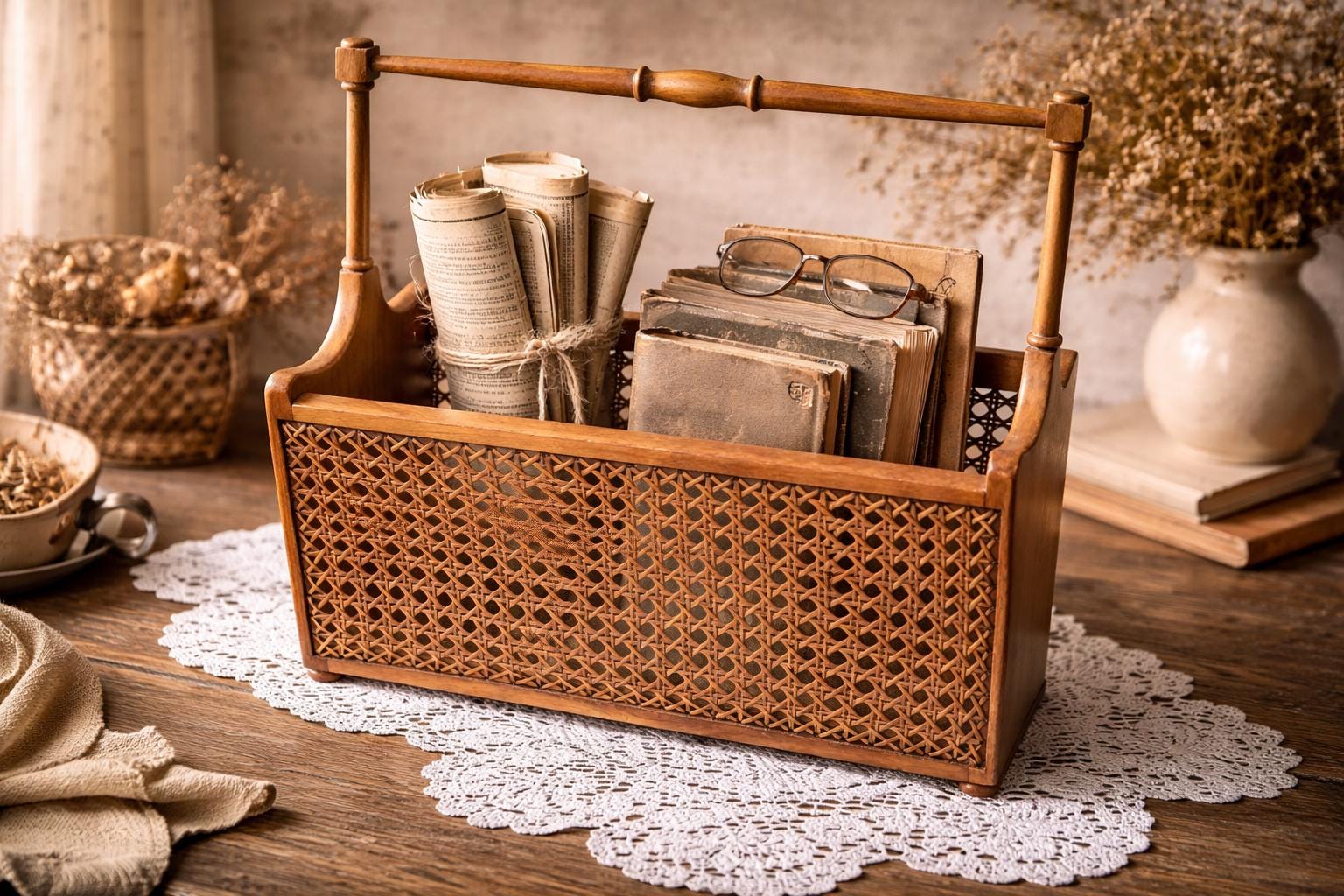 Elegant Vintage Italian Magazine Rack, Mid-century Modern Design