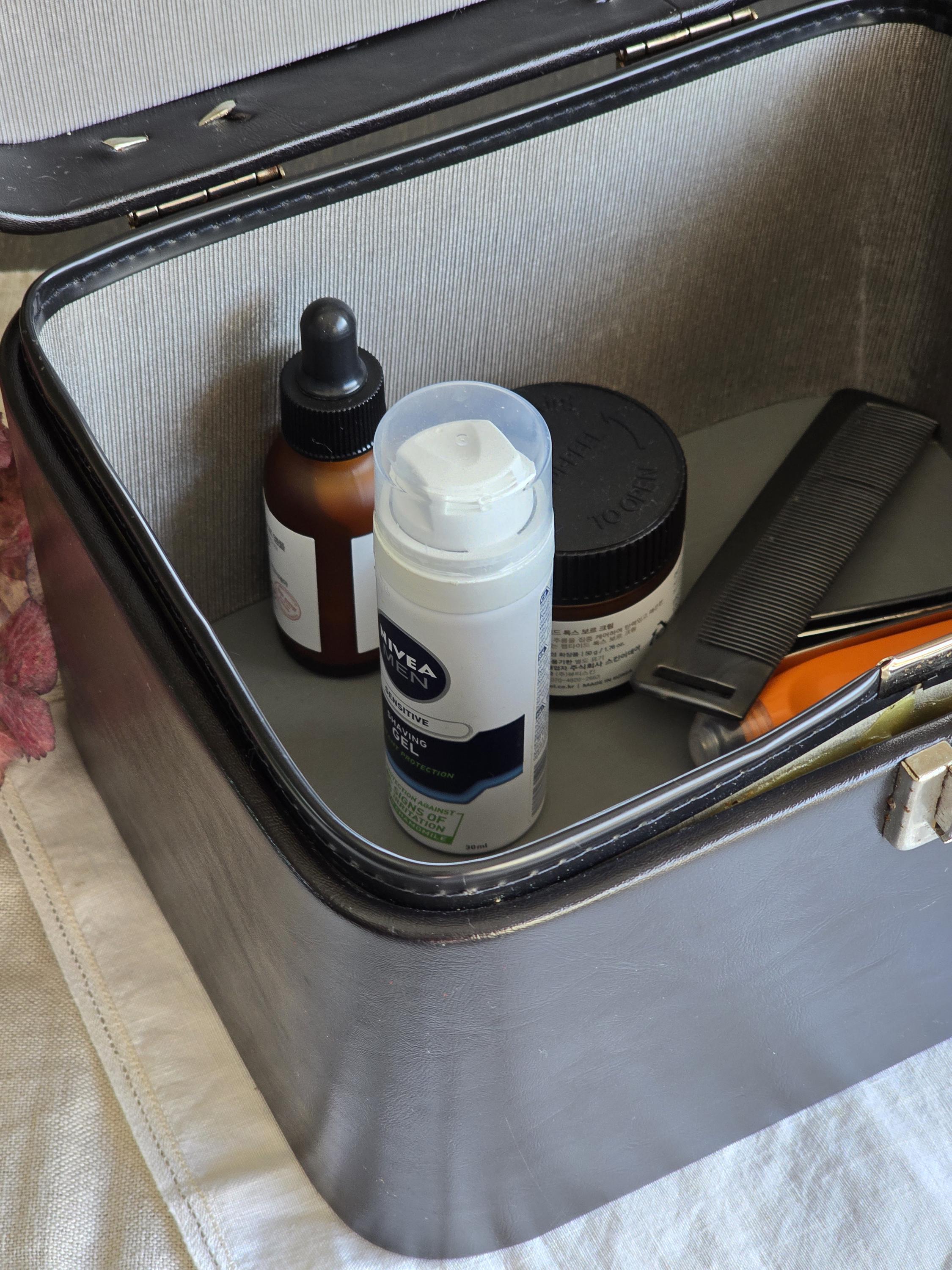 Trousse De Toilette Vintage Simili Cuir Noir - Jamais Servie