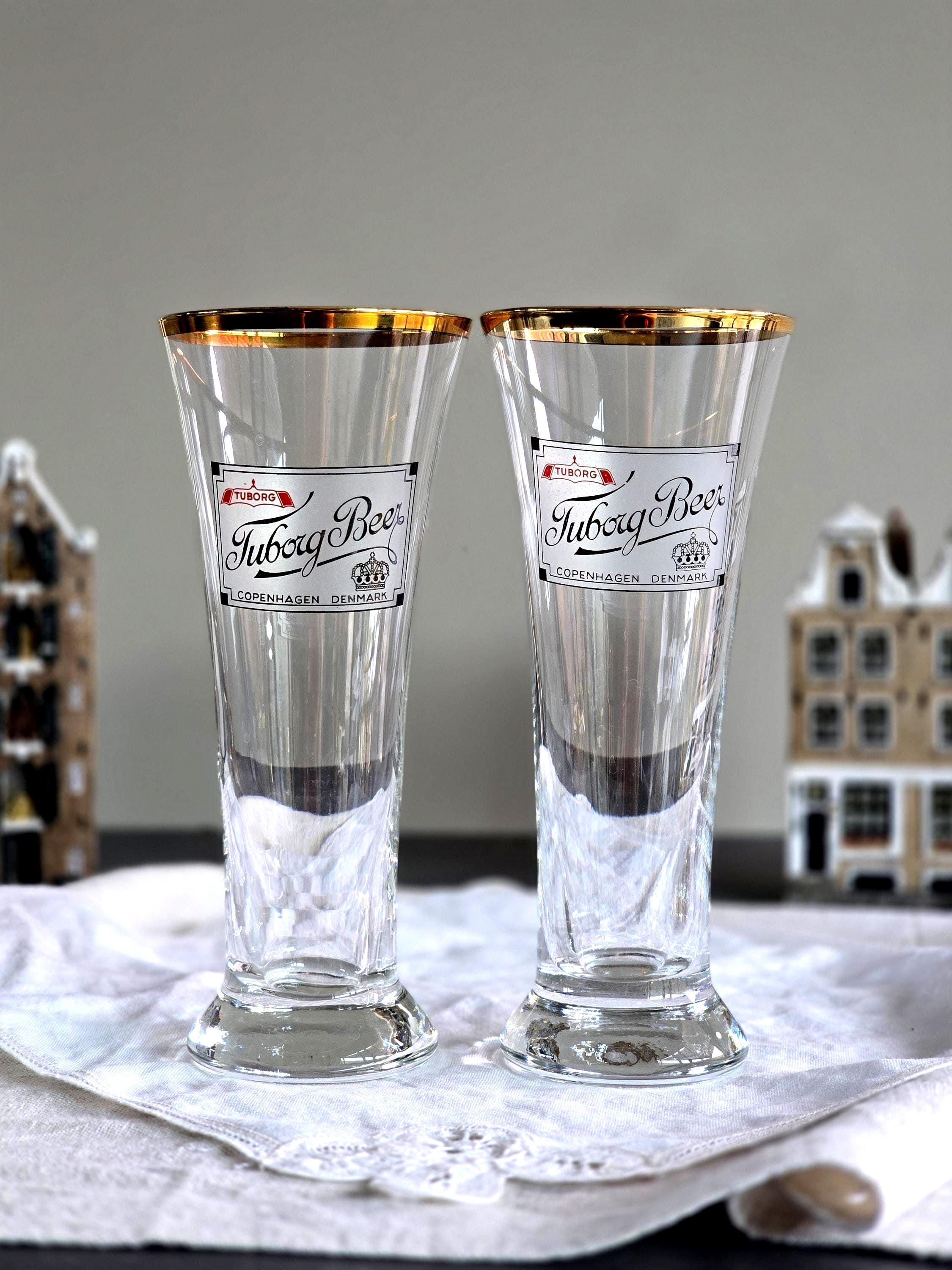Set of 2 Vintage Tuborg Beer Glasses With Gold Rim – Copenhagen