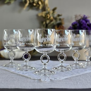 Vintage French Wine Glasses – Set of 6 Luminarc &quot;Vin A.O.C. Cahors&quot; – Engraved Goblets, Made in France