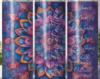Regalo de sobriedad por 2 años: Envoltorio de vaso con diseño de mandala (descarga digital)
