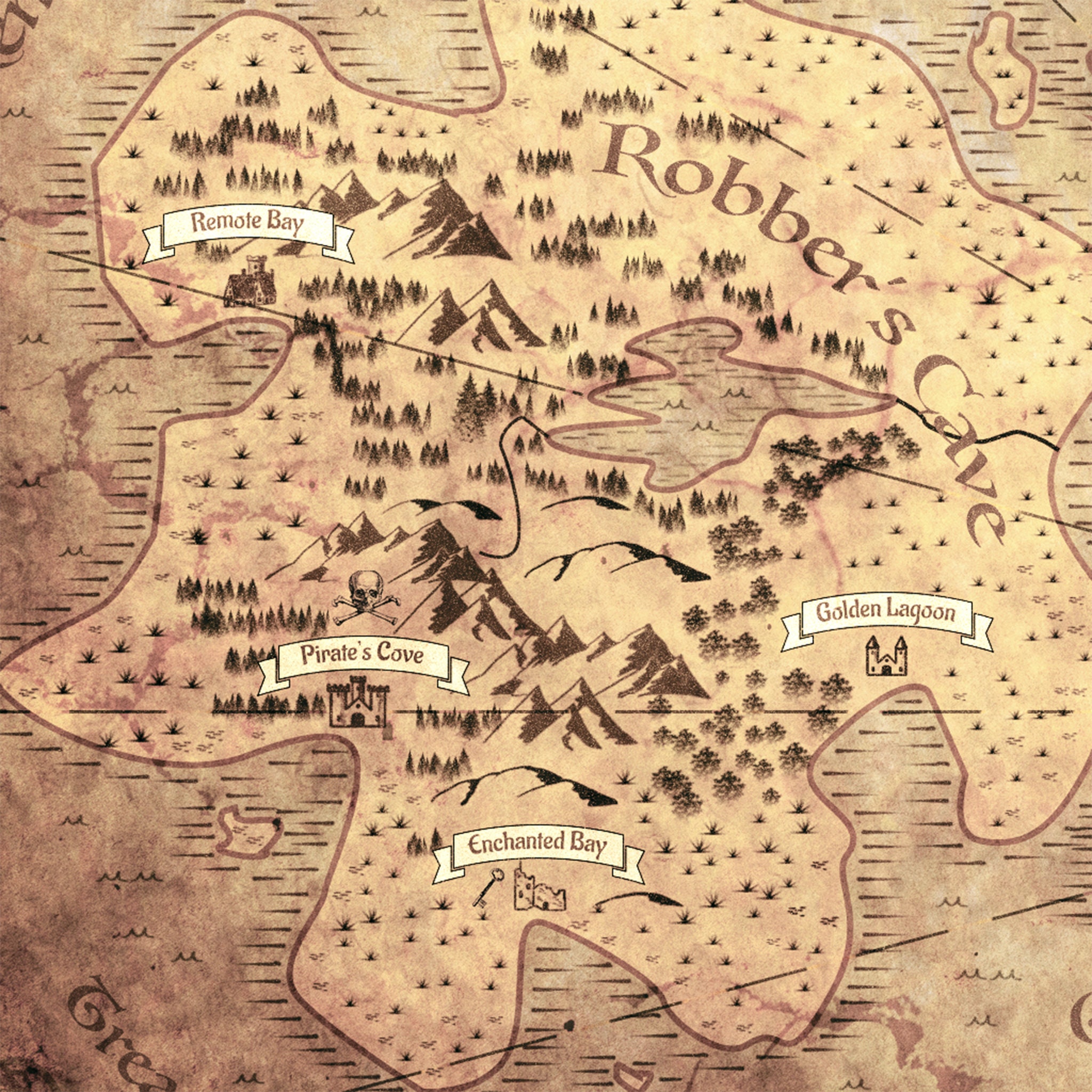 Pirate Map to Print Map for Decoration or Dnd Treasure Map Pirate Prop ...