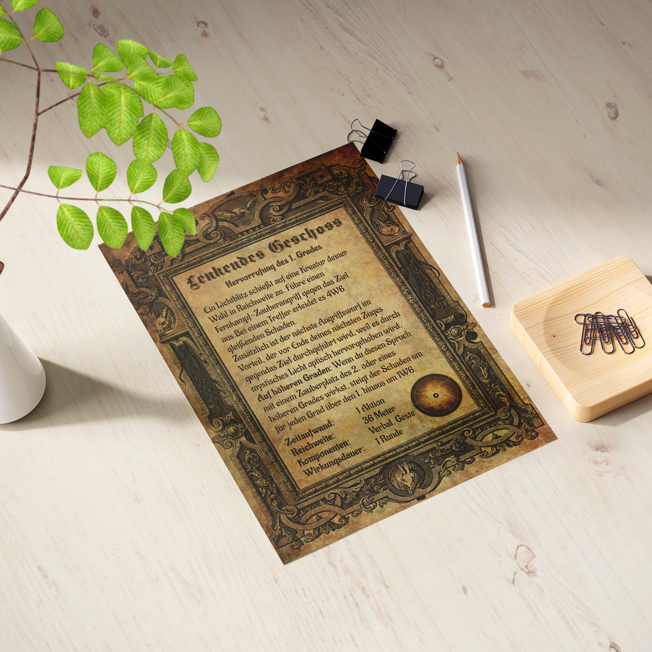 10 First Level Dnd Spells Parchment Look Spells to Print A4 Spells