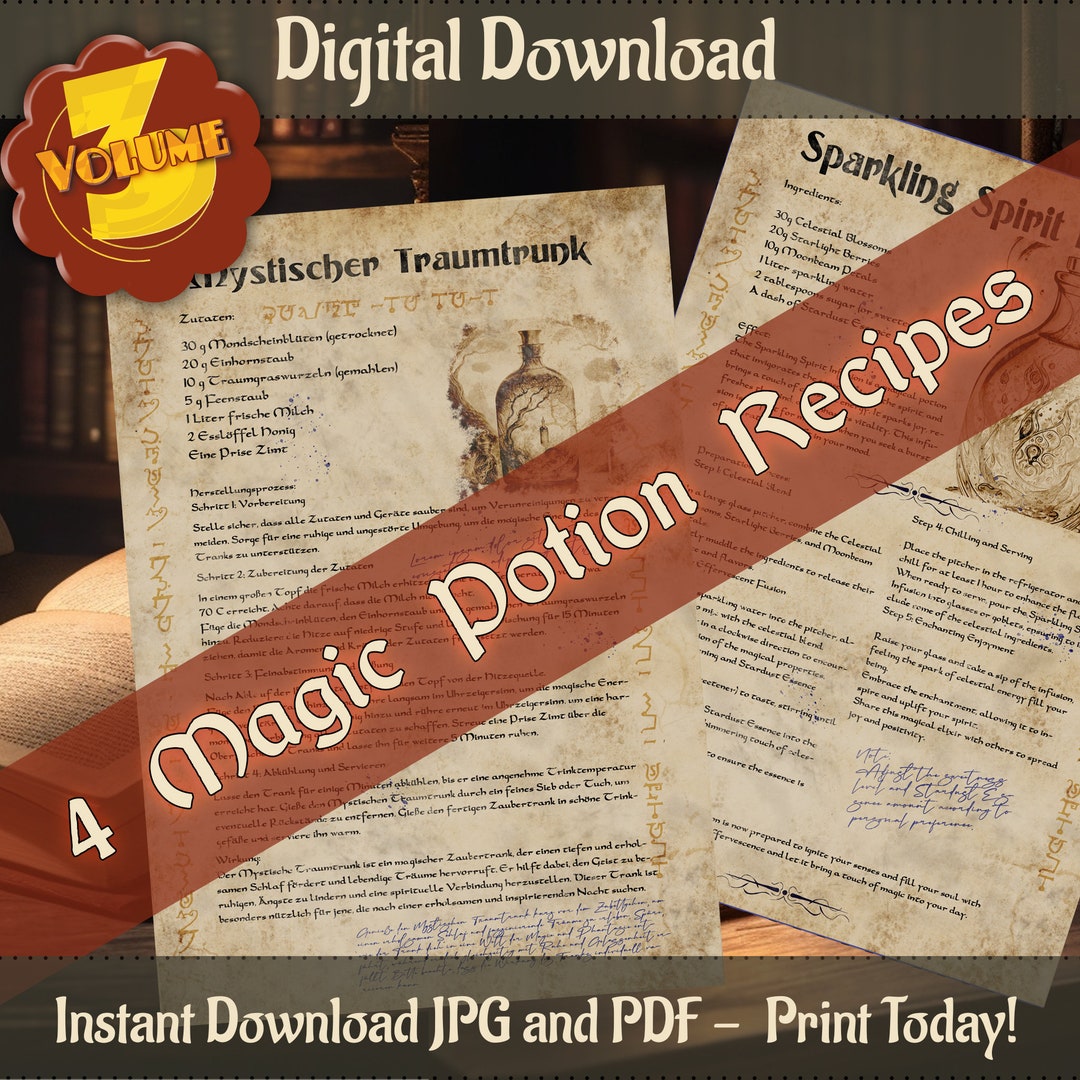 Printable Magic Potion Recipes Volume 3 - Perfect for Decoration and ...