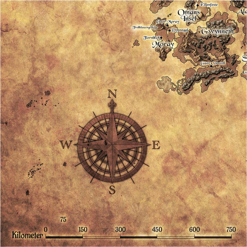 Map of the Sword Coast - Faerûn - German Labels, for D&D as Decoration ...