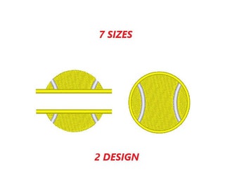 Tennis ball embroidery design, tennis ball frame embroidery design, 2 designs, 7 sizes. INSTANT DOWNLOAD