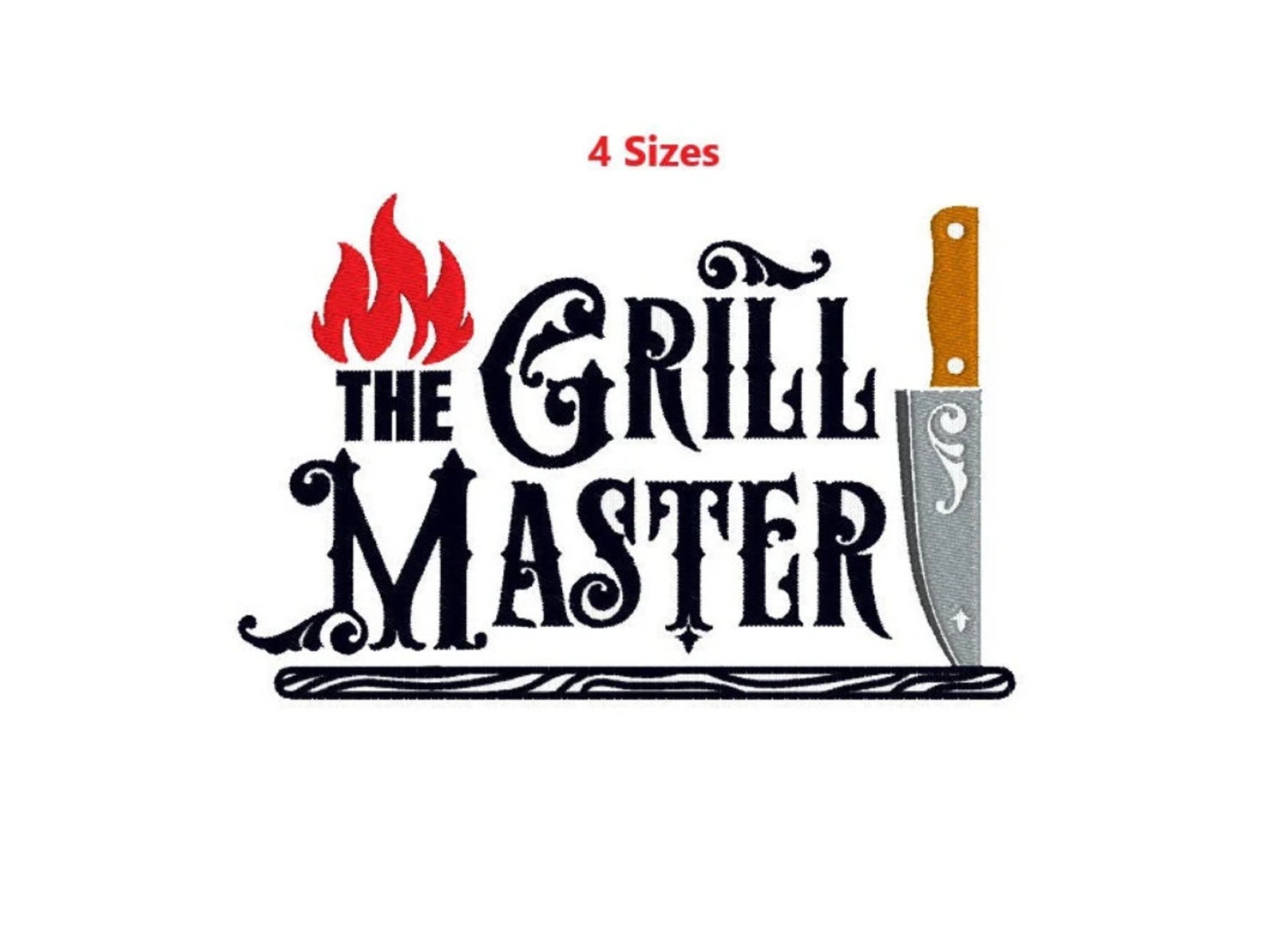 The Grill Master Embroidery Design, Embroidery Design, 4 Sizes. INSTANT
