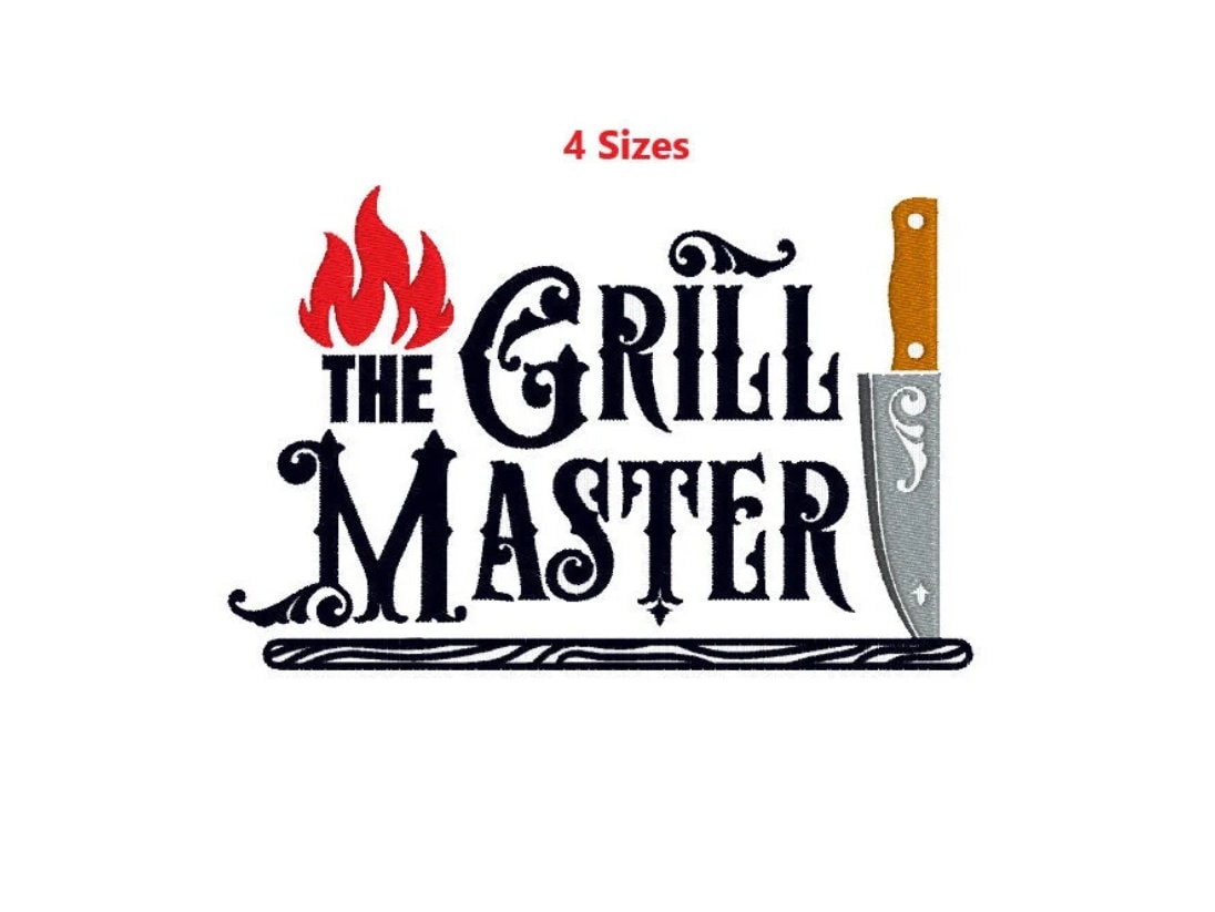 The Grill Master Embroidery Design, Embroidery Design, 4 Sizes. INSTANT