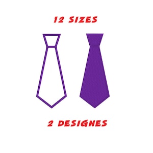 以下が含まれることがあります： 2つのネクタイのデザイン、1つは紫、もう1つは白いアウトライン。画像には「12サイズ」と「2デザイン」のテキストが含まれています。