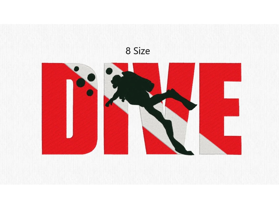 Flag Scuba Dive Embroidery Design, Sub Embroidery Design, Diving