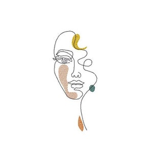 Woman inear face embroidery design, 6 sizes. INSTANT DOWNLOAD
