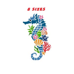 Seahorse embroidery design, seahorse digital embroidery, 8 sizes. INSTANT DOWNLOAD